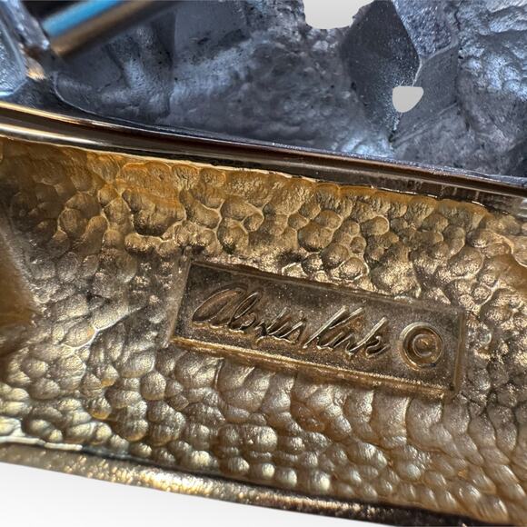 Vtg Alexis Kirk Belt Wave Buckle Gold Silver Black Snake Leather Sculptural 80s main image 3